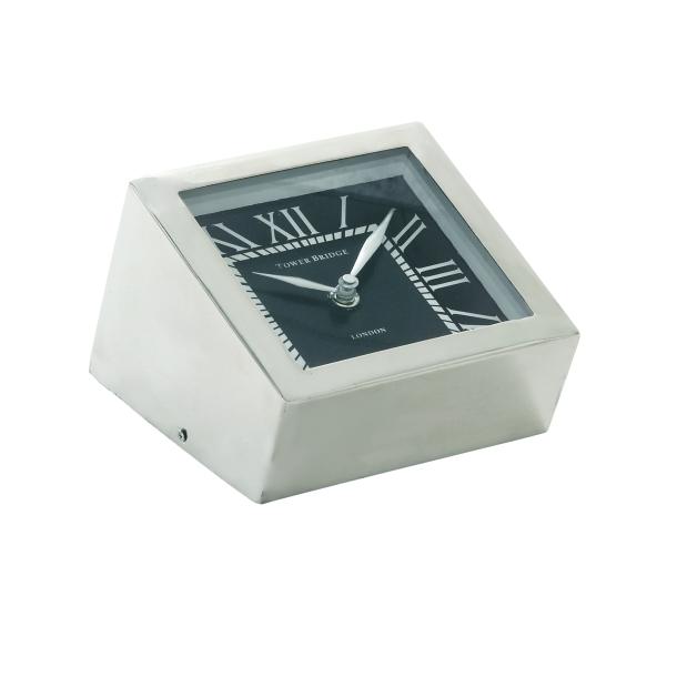 Reloj de Mesa de Acero Inoxidable 15.2 X 10.2 cms Cuadrado - Eugenia's Decoracion y Regalos
