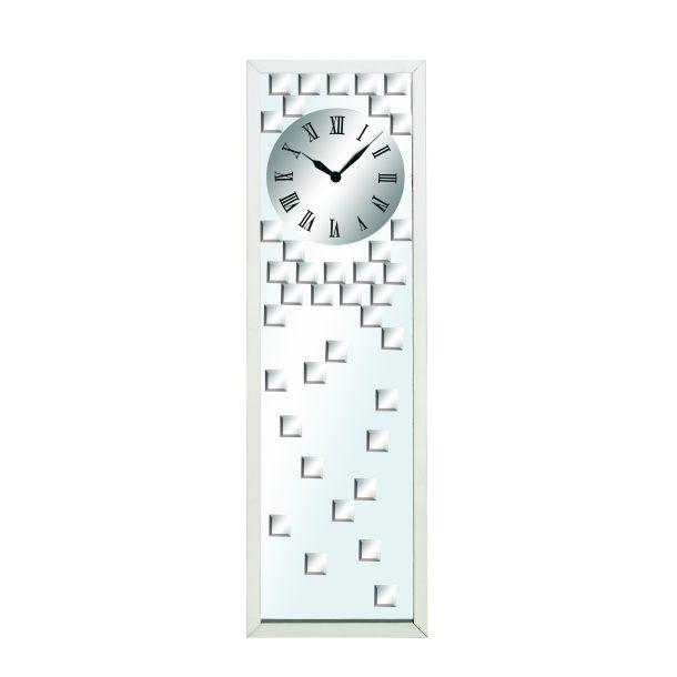 Reloj de Pared de Acero Inoxidable y Mosaicos de Espejo 1.07 X 33 cms - Eugenia's Decoracion y Regalos