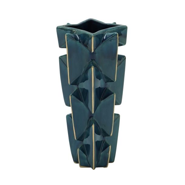 Florero Cuadrado de Ceramica Azul 17.8 X 38.1 cms Chico - Eugenia's Gifts Accents