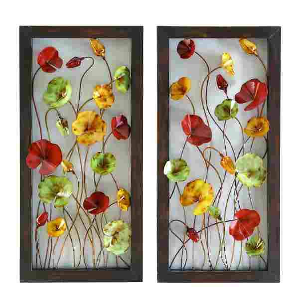 Paneles de Metal c/Flores de Metal (Precio por c/uno) 76.2 X 35.6 cms - Eugenia's Gifts Accents