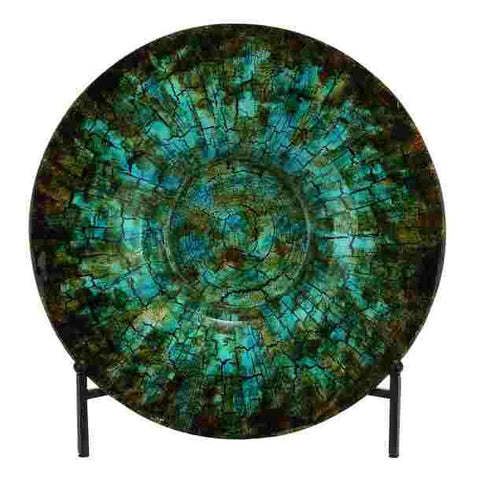 Platn de Vidro en Mosaico Azul y Oscuro 45.7 cms - Eugenia's Gifts Accents