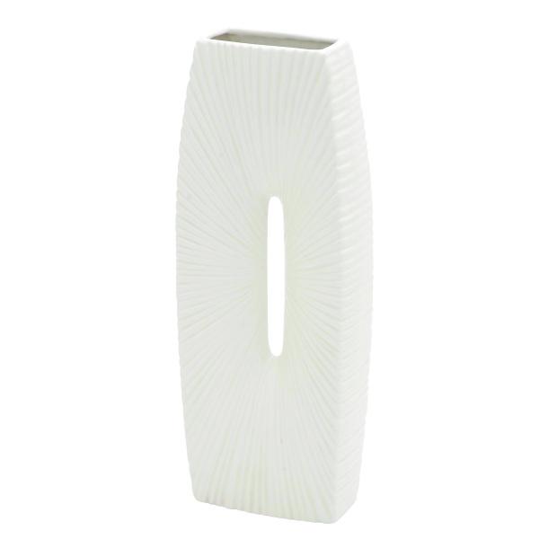 Jarrón de Ceramica Blanco con Agujero 15.2 cm x 40.6 cm Alto - Eugenia's Gifts Accents