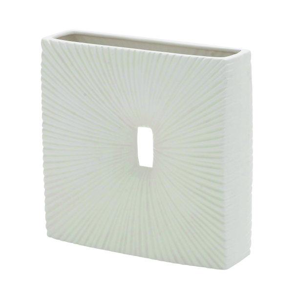 Jarrón de Ceramica Blanco con Agujero 28 cm x 25.4 cm Bajo - Eugenia's Gifts Accents