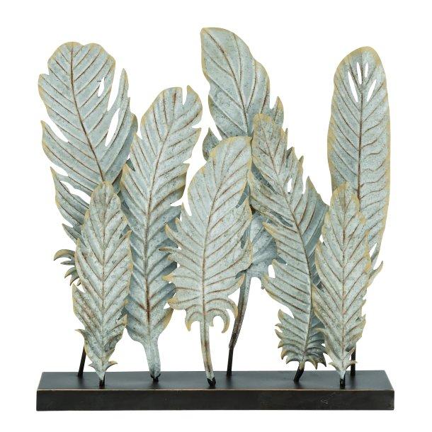 Escultura de Plumas Decorativas de Metal 50.8 cm x 53.3 cm - Eugenia's Gifts Accents
