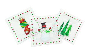 Platos cuadrados de vidrio de Navidad  Regalos,Pino y Mono de Nieve - Eugenia's Gifts Accents