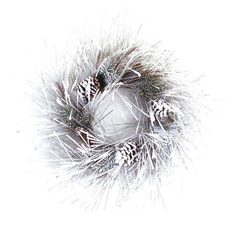 Corona de pino mixta cubierta de nieve 24 "D (61 cm) de plástico - Eugenia's Decoracion y Regalos