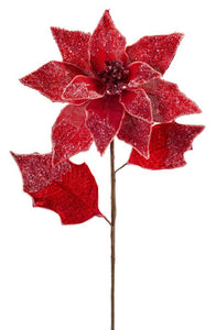Flor de Nochebuena nevada de 26" de tela y plástico - Eugenia's Decoracion y Regalos