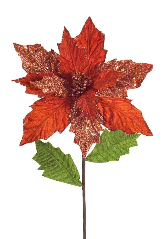 Flor de Nochebuena reluciente de 25" (63.5 cm) de poliester - Eugenia's Decoracion y Regalos