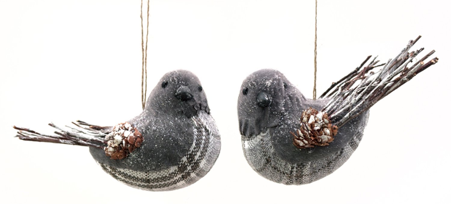 Ornamentos de pájaro de tela escocesa - Eugenia's Gifts Accents