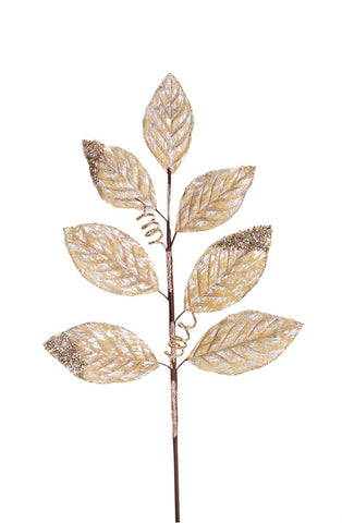 Rama de hojas de magnolia dorada 29" (73.6 cm) de poliester - Eugenia's Decoracion y Regalos